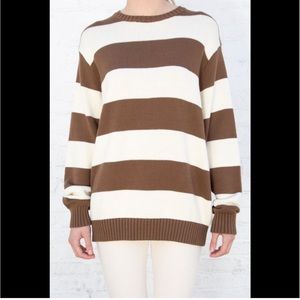 brandy melville brianna striped sweater brown and cream